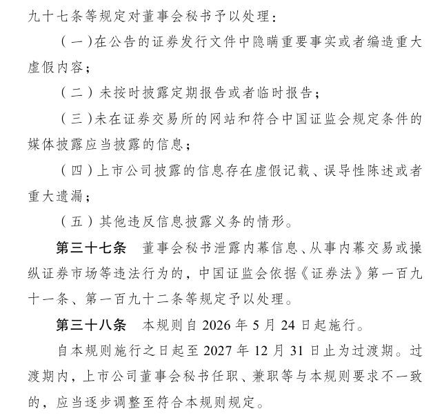 中国证监会发布《上市公司董事会秘书监管规则》 - 图片2